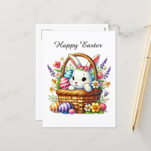 Postal Festiva Conejo Cute Happy Easter