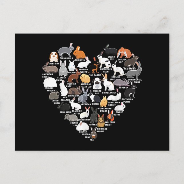 Postal Festiva Conejo de amor Corazón de conejo divertido (Anverso)