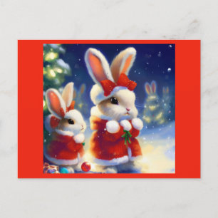 Postal Festiva Conejo de navidades 3