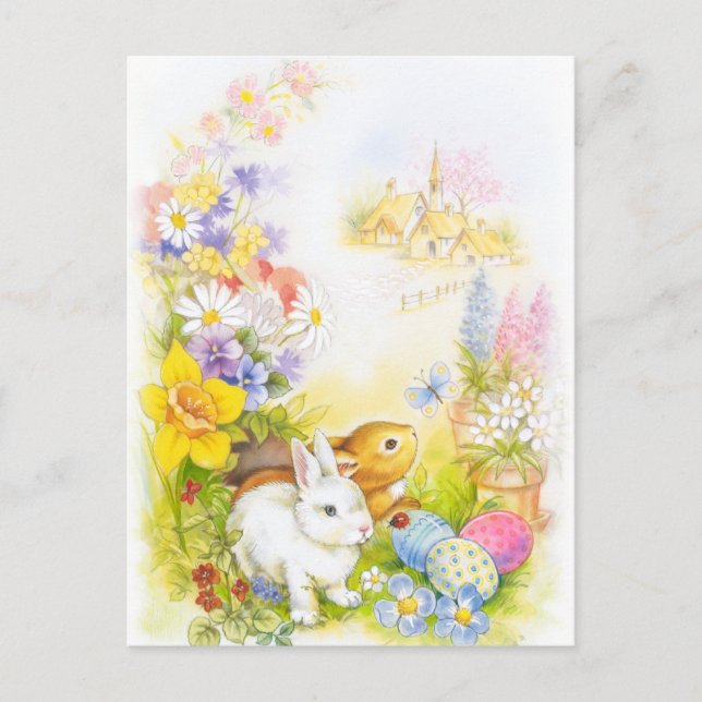 Postal Festiva Conejo de Pascua (Anverso)