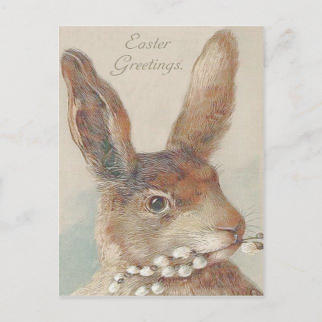 Postal Festiva Conejo de Pascua Antiguo (Anverso)