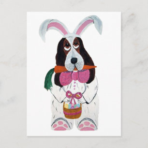 Postal Festiva Conejo de Pascua Basset Hound