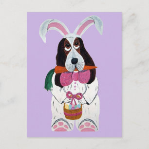 Postal Festiva Conejo de Pascua Basset Hound
