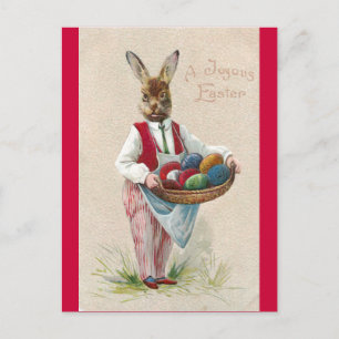 Postal Festiva Conejo de Pascua con huevos