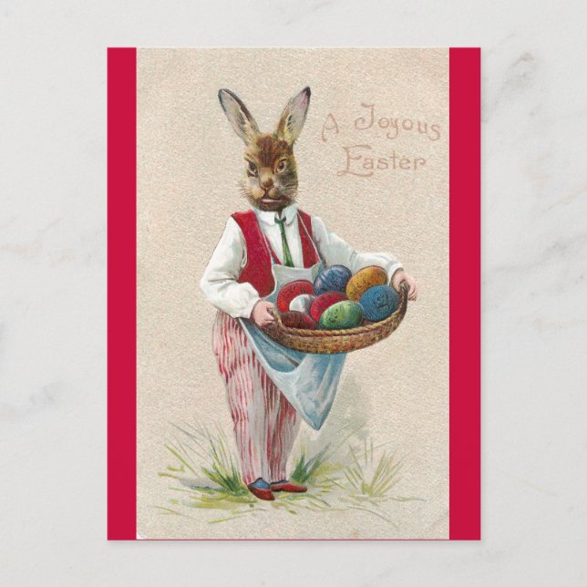 Postal Festiva Conejo de Pascua con huevos (Anverso)