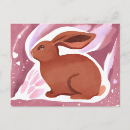 Postal Festiva Conejo de Pascua de Chocolate | Cute Pastel acuare