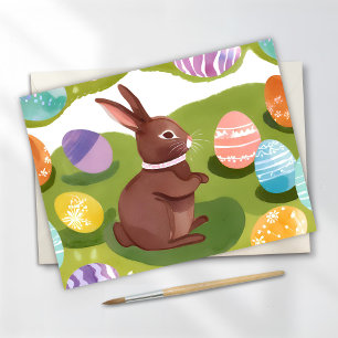 Postal Festiva Conejo de Pascua de Chocolate   Huevos de Pascua P