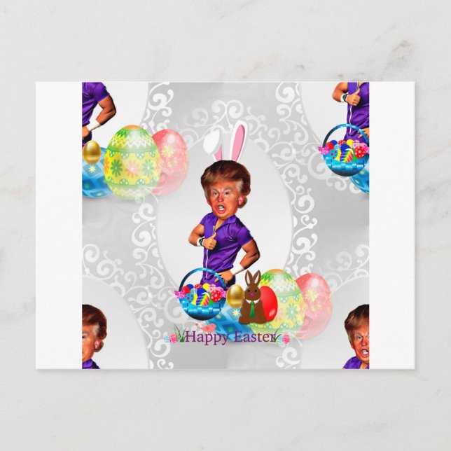 Postal Festiva conejo de pascua donald trump (Anverso)