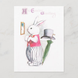 Postal Festiva Conejo de Pascua en espejo de cheques de chaleco r