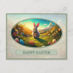 Postal Festiva Conejo de Pascua en Magia de Primavera
