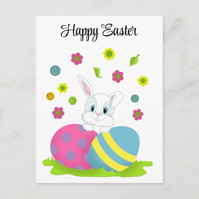 Postal Festiva Conejo de Pascua Feliz (Anverso)