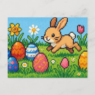 Postal Festiva conejo de Pascua lindo de 8 bits