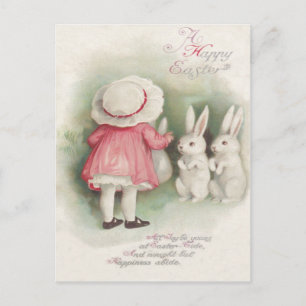 Postal Festiva Conejo de Pascua Niña