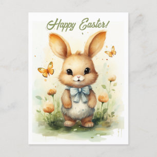 Postal Festiva Conejo de Pascua Rato: Mágica del prado amarillo