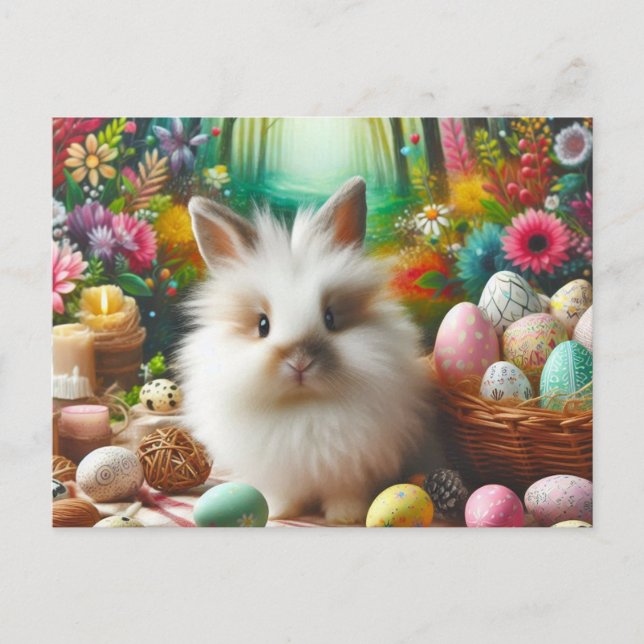 Postal Festiva Conejo de Pascua Super Cute (Anverso)