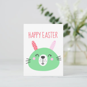Postal Festiva Conejo de Pascua Verde