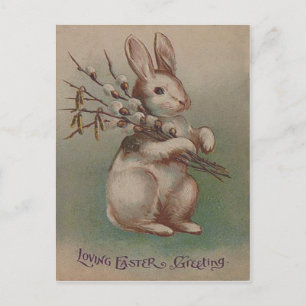 Postal Festiva Conejo de Pascua vintage