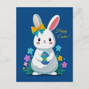 Postal Festiva Conejo de Pascua y huevo
