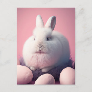 Postal Festiva Conejo de Pascua y Huevos