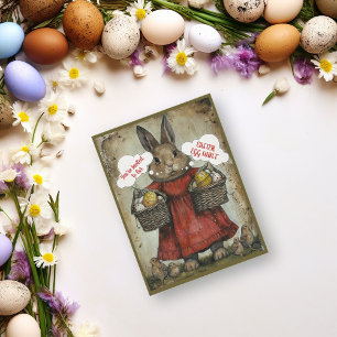 Postal Festiva Conejo de Pascua y huevos Caza de huevos de Pascua