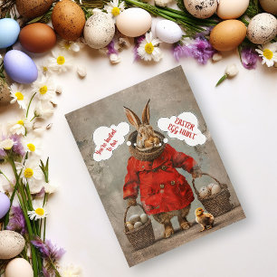 Postal Festiva Conejo de Pascua y huevos Caza de huevos de Pascua