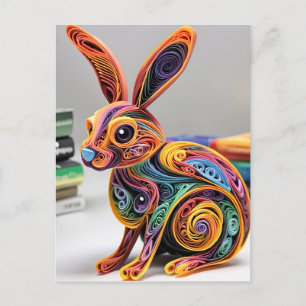 Postal Festiva Conejo de Quilling Rabbit de papel de calidad vita