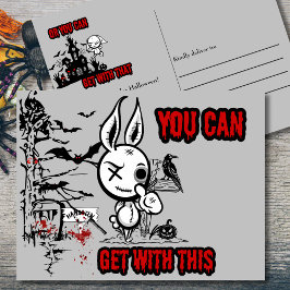 Postal Festiva Conejo embrujado de Halloween