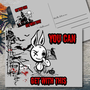 Postal Festiva Conejo embrujado de Halloween