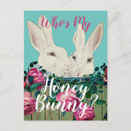 Postal Festiva Conejo Pascua Pastel Floral Romance Lindo