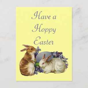 Postal Festiva Conejos de conejito vintage