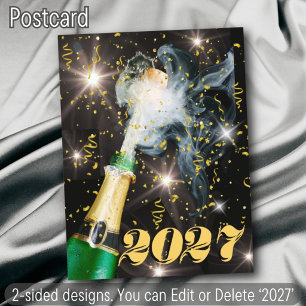 Postal Festiva Confeti de Champán Feliz Año Nuevo Salud Moderno