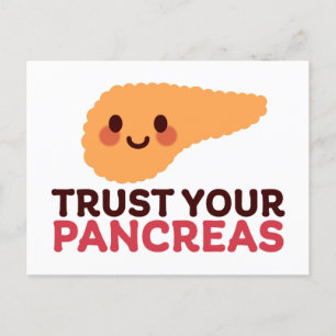 Postal Festiva Confía en tu páncreas - Diseño de órgano sonriente