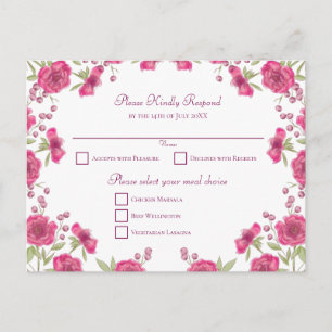 Postal Festiva Confirmación de asistencia de boda de rosa rosa br