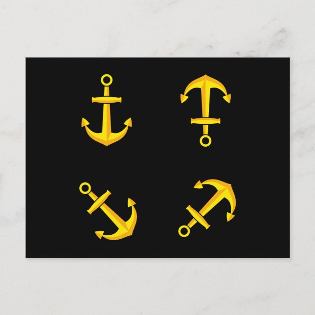Postal Festiva Conjunto de anclaje de barco de oro del personaliz (Anverso)