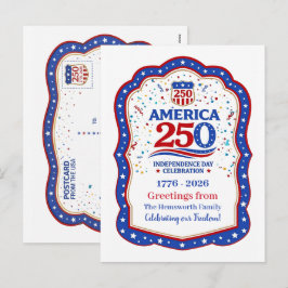 Postal Festiva Conmemorativo Personalizado Aniversario 250 de Amé