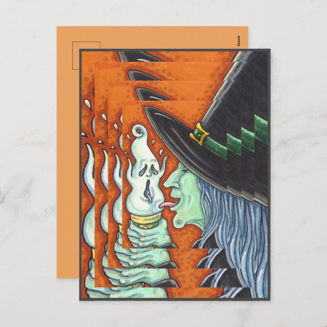 POSTAL FESTIVA CONO DE CREMA DE HIELO, HALLOWEEN (Anverso / Reverso)