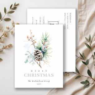 Postal Festiva Cono de pino de negocios Bayas de invierno Logotip