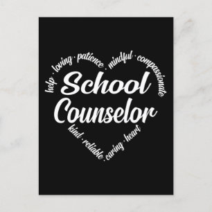 Postal Festiva Consejero escolar Corazón de Word Cloud