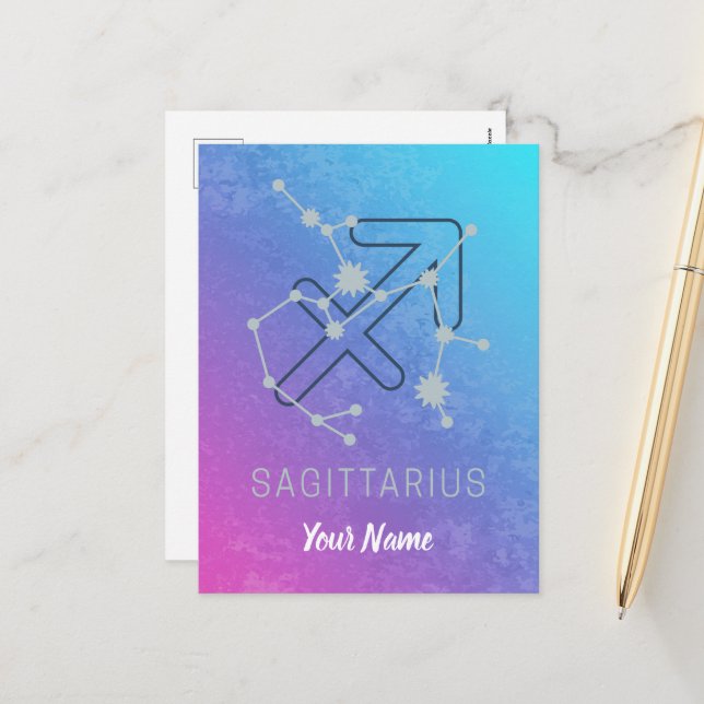 Postal Festiva Constelación de Estrella Sagittarius Zodiac Horosc (Anverso/Reverso In Situ)
