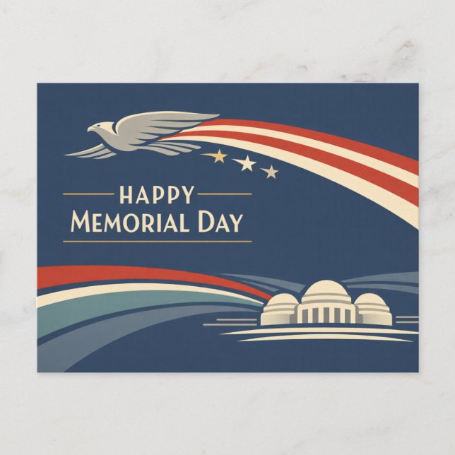 Postal Festiva Contemporary Red White Blue Eagle Memorial Day  (Anverso)