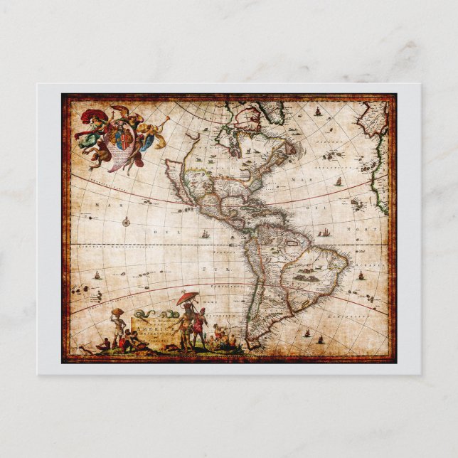 Postal Festiva Continent of America Old Map (Anverso)