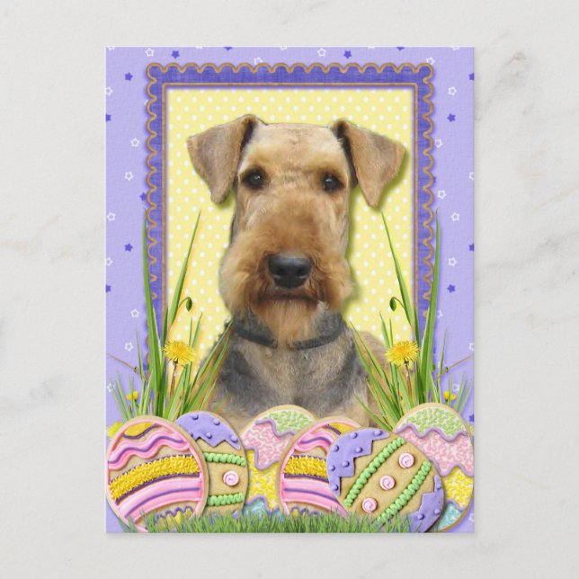 Postal Festiva Cookies de Huevo de Pascua - Airedale (Anverso)