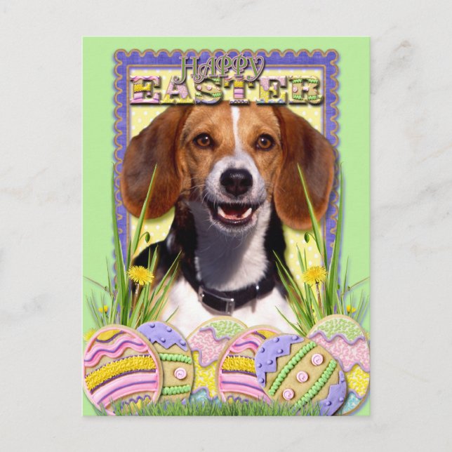 Postal Festiva Cookies de Huevo de Pascua - Beagle (Anverso)