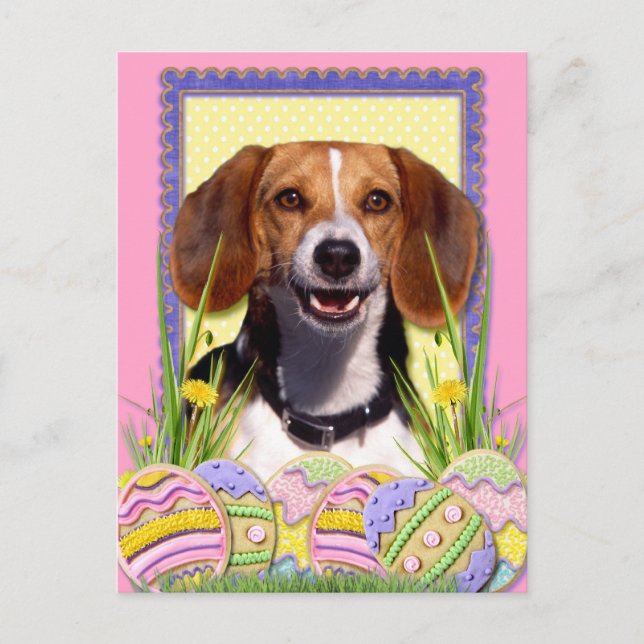Postal Festiva Cookies de Huevo de Pascua - Beagle (Anverso)