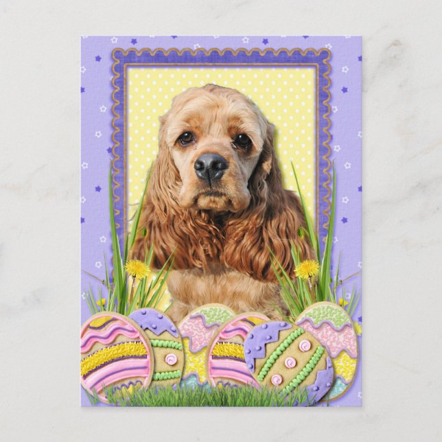 Postal Festiva Cookies de Huevo de Pascua - Cocker Spaniel (Anverso)
