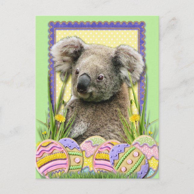 Postal Festiva Cookies de Huevo de Pascua - Koala (Anverso)