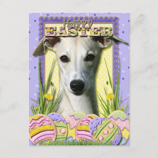 Postal Festiva Cookies de Huevo de Pascua - Whippet (Anverso)