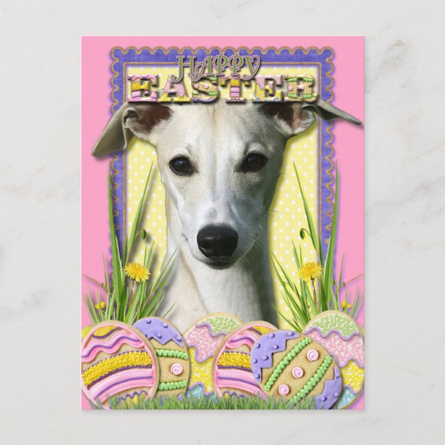 Postal Festiva Cookies de Huevo de Pascua - Whippet (Anverso)