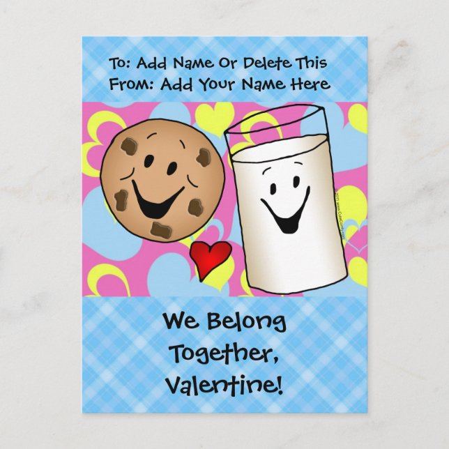 Postal Festiva Cookies y Milk Valentine (Anverso)