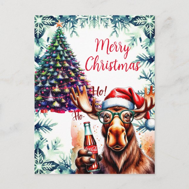 Postal Festiva Cool Moose in Santa Hat (Anverso)